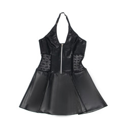 Subblime - 957704 Robe En Cuir À Fermeture Éclair En Dentelle Noire S/M